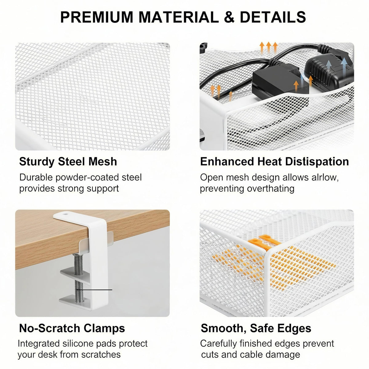 G.Sumiker under-desk tray hides cables for a cleaner, safer workspace.