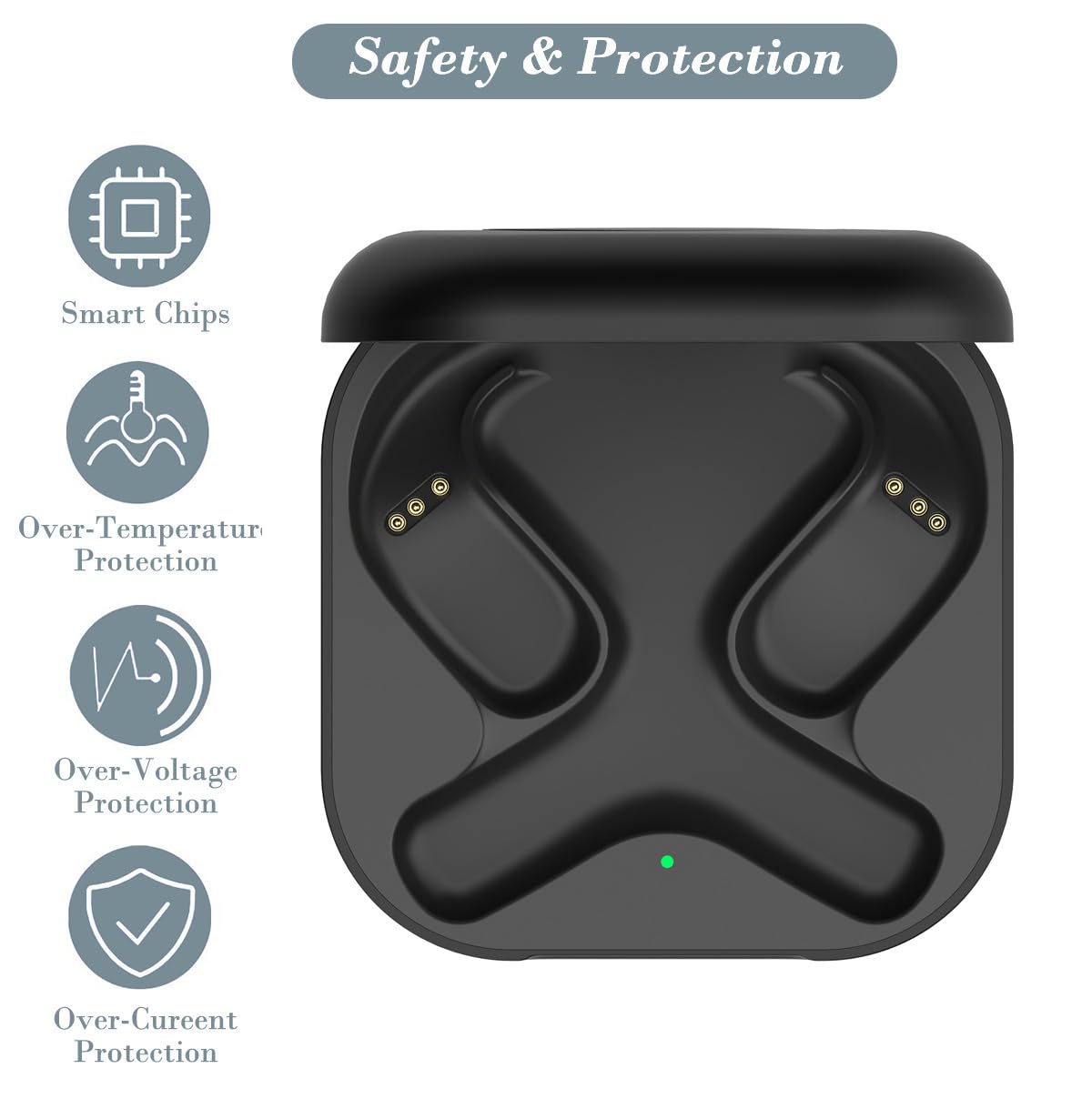 Gsykxe charging case next to smartphone showing compact scale and pocketable travel benefit