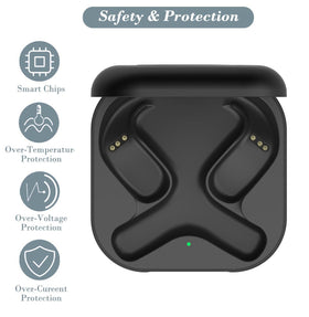 Gsykxe charging case next to smartphone showing compact scale and pocketable travel benefit