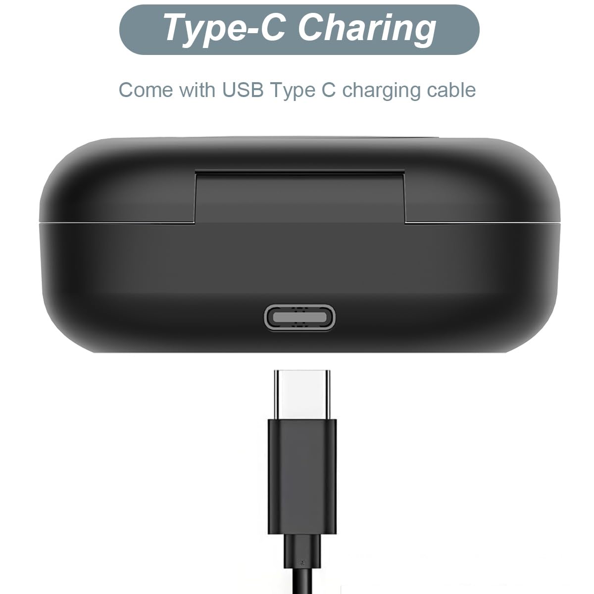 Gsykxe charging case USB‑C port side view showing reversible charging convenience and fast connect