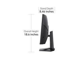 GTek monitor beside chair showing scale and 27-inch size for correct desk fitment
