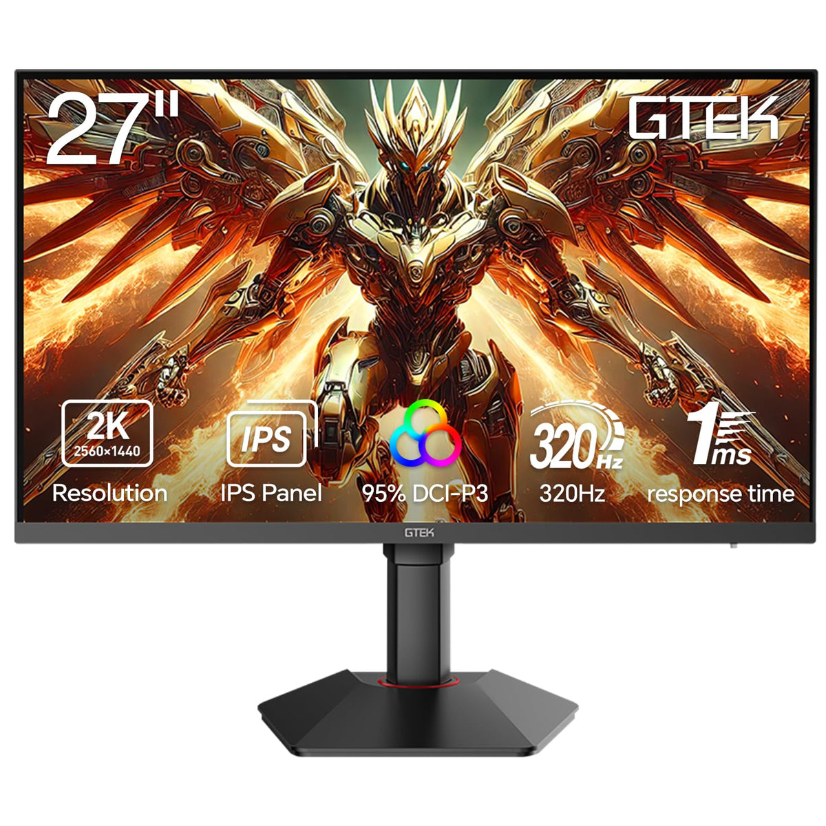 GTek 27-inch 2K QHD IPS display with sharp details for immersion