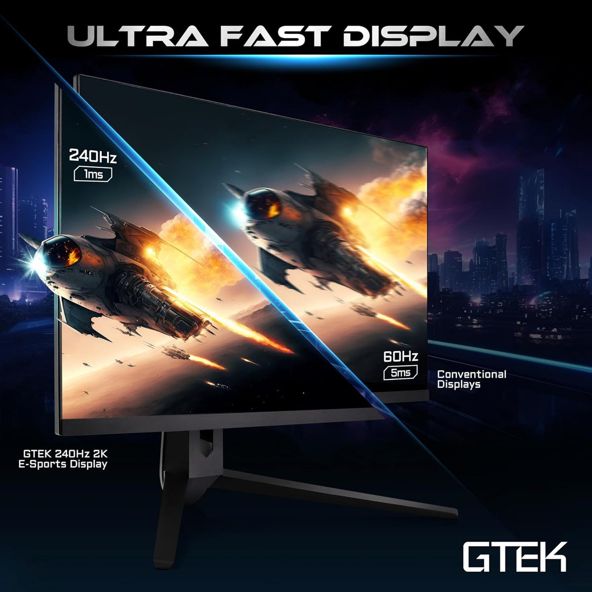 GTek setup with slim bezels enables expanded multi-monitor workspace.