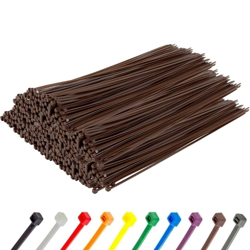 GTSE front pack view showing 12 inch brown zip ties and bulk quantity benefit