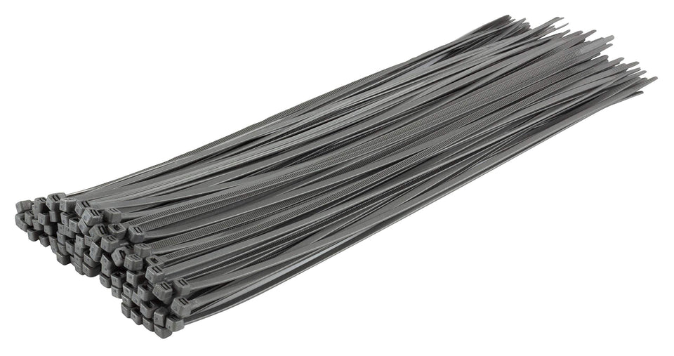 GTSE 14-inch silver zip ties in a 100-pack for versatile cable management