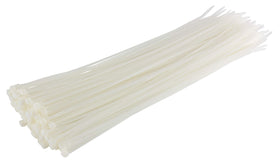 GTSE 14-inch white/clear zip ties securing cables in a tidy indoor setup