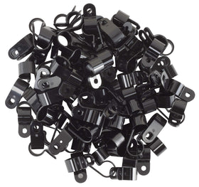 GTSE black nylon cable clamps side view highlighting secure grip and 1/2-inch mounting potential.