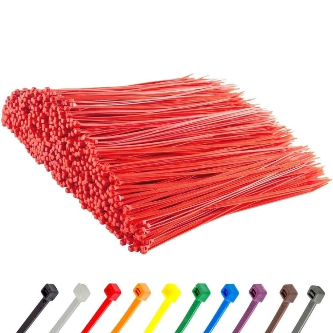 GTSE front packaging showing 1,000 red zip ties and clear label for inventory