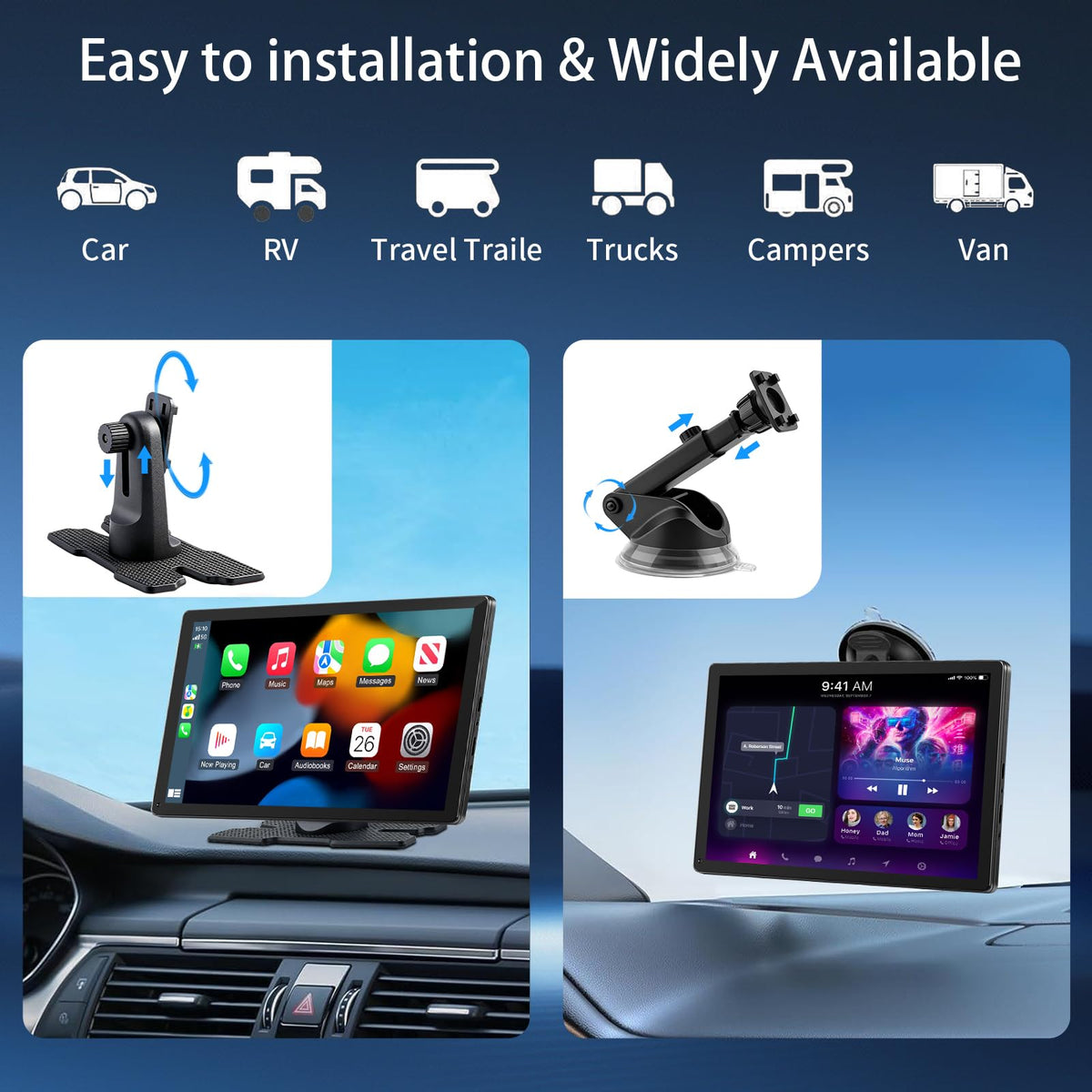GTVFS Bluetooth and AUX outputs provide rich sound from the portable screen