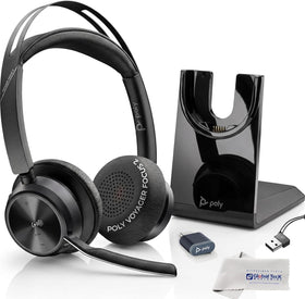 Global Teck Poly Voyager Focus 2 headset close-up highlighting comfort for long calls