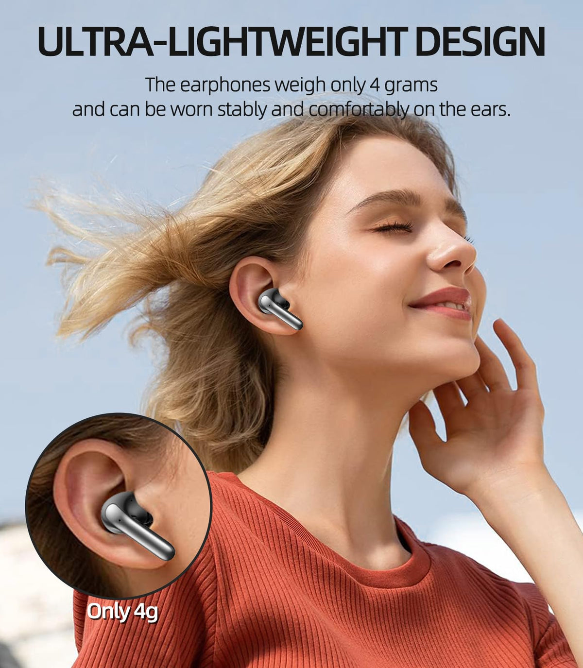 GUANDA wireless earbuds offer six hours per charge for all day listening