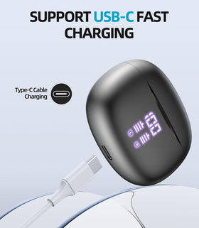 GUANDA wireless earbuds comfortable fit with three ear cap sizes