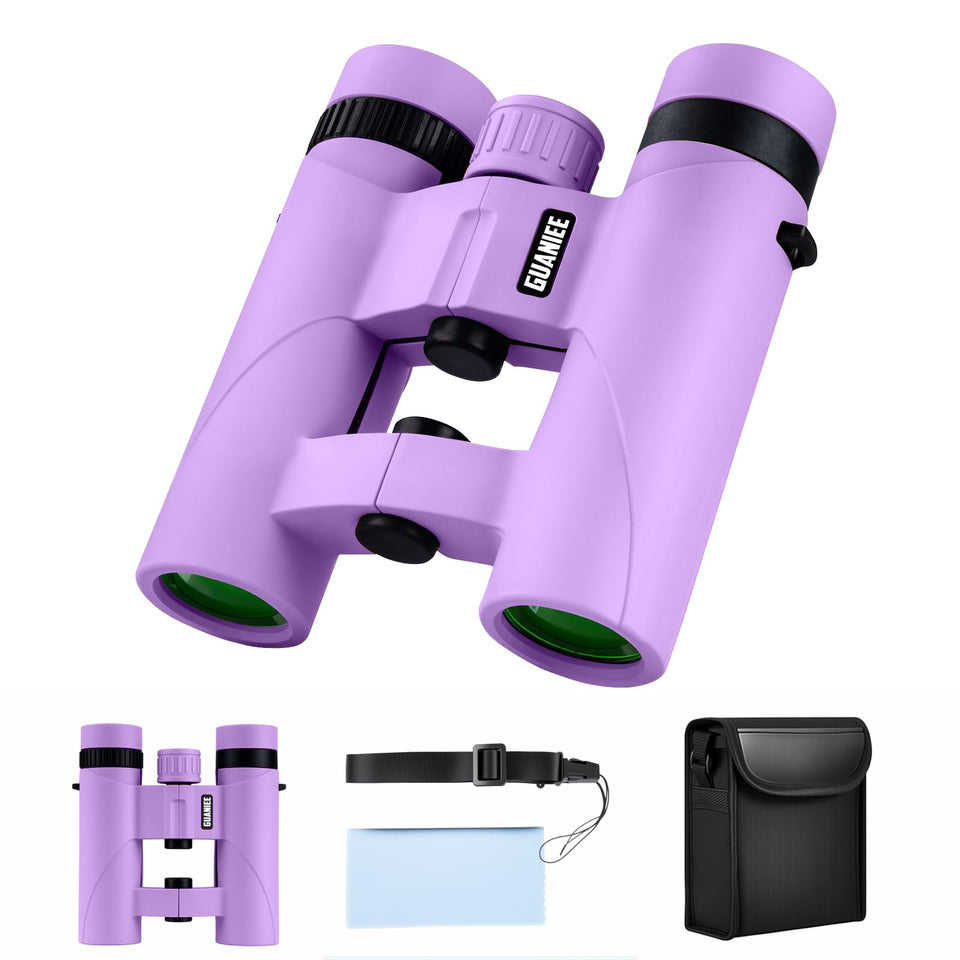 GUANIEE 10x25 compact folding binoculars for easy transport during outdoor adventures.
