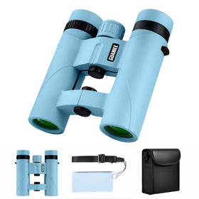 GUANIEE 10x25 Kids Binoculars folded compact for easy pocket carry during outdoor adventures