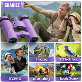 GUANIEE purple pocket binoculars ideal for kids and travel.