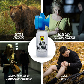 Guard Dog Security Air Horn Defender, mini can 1.4 oz for portability.