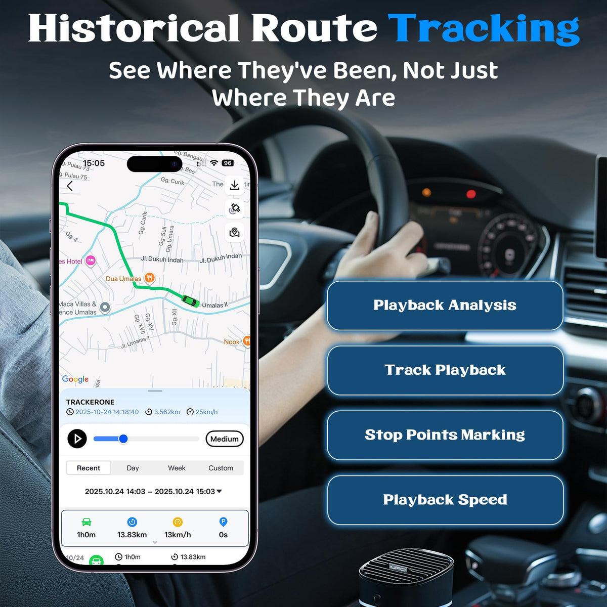 Guardtix app live map with moving vehicle pinpointed, Guardtix enables instant location updates
