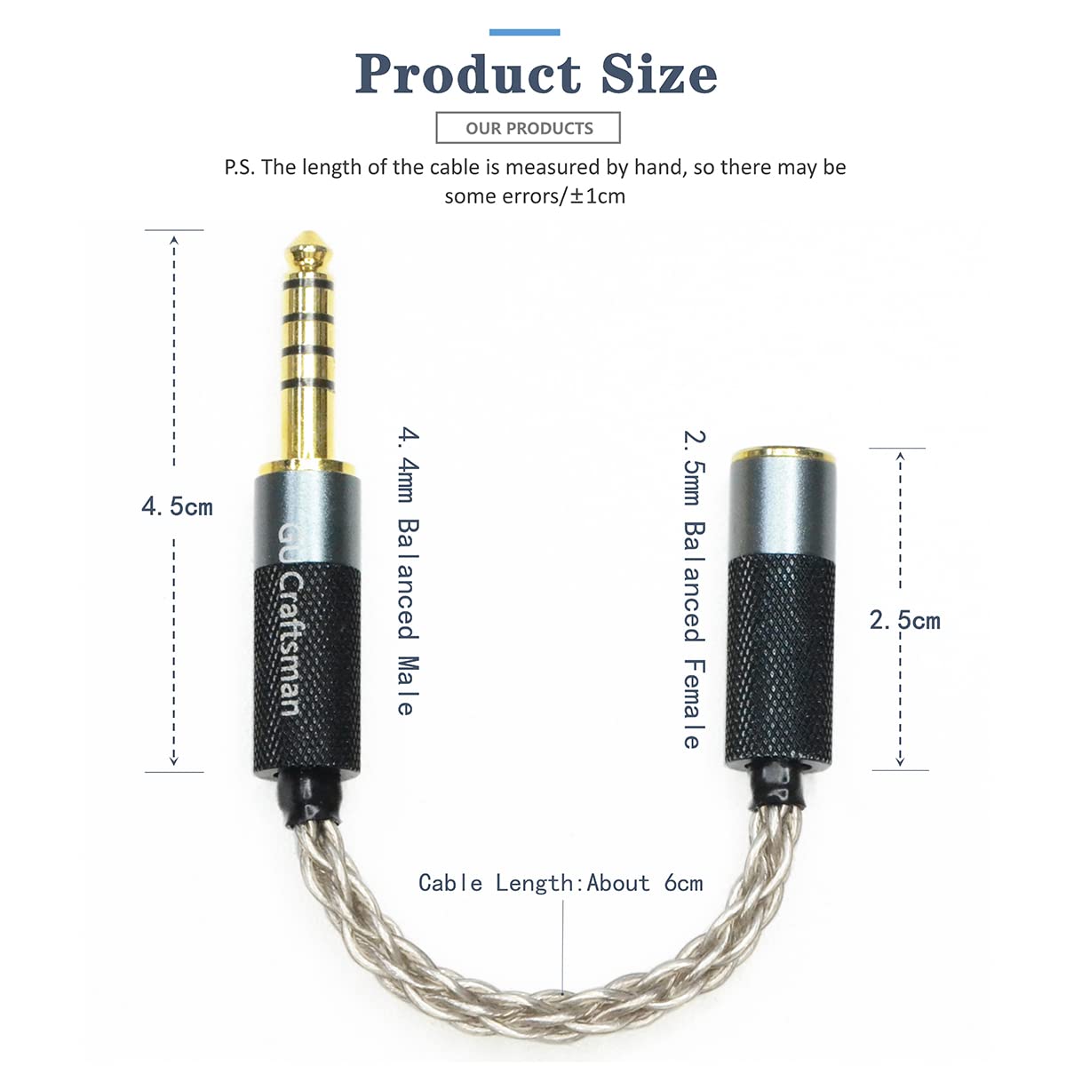 GUCraftsman compact 6cm-length adapter cable for travel-friendly use