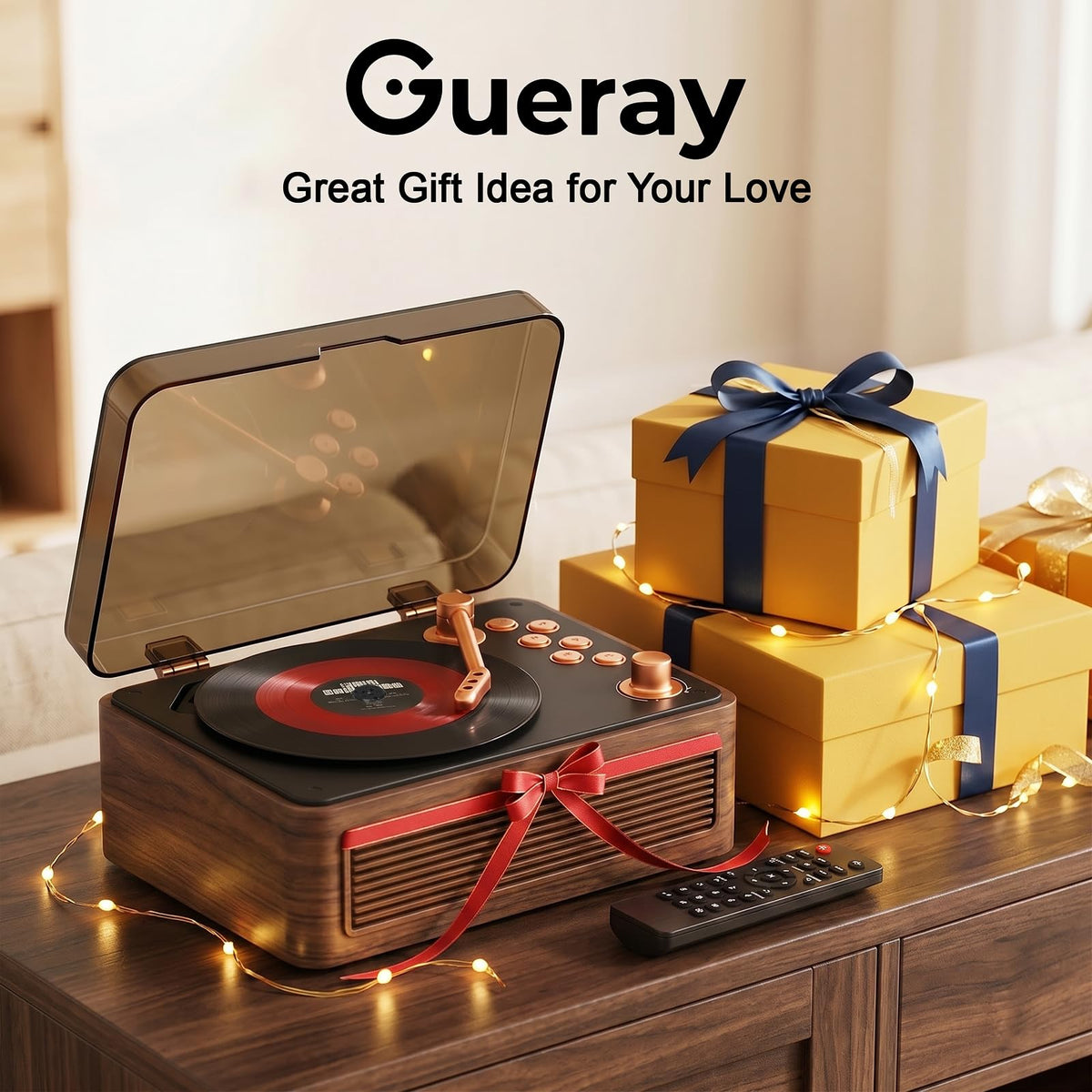 Gueray rear ports showing USB, AUX and charging input for versatile connection options