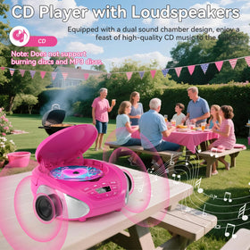Gueray CD compartment open demonstrating easy disc loading for quick audio playback