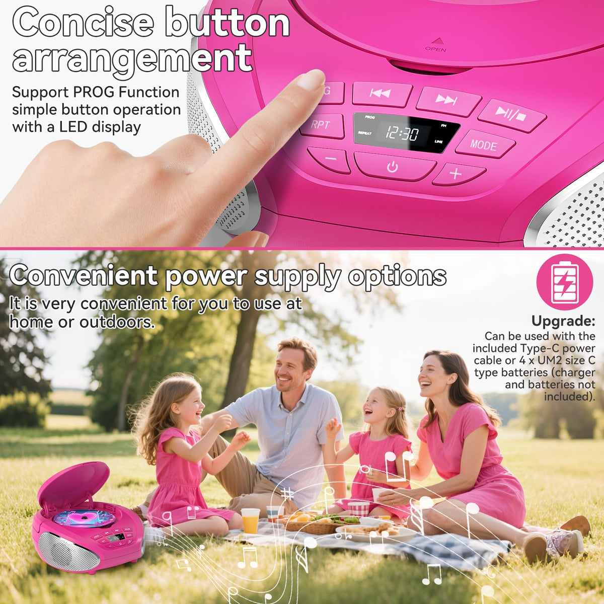 Gueray boombox in use outdoors at a picnic delivering portable music for gatherings