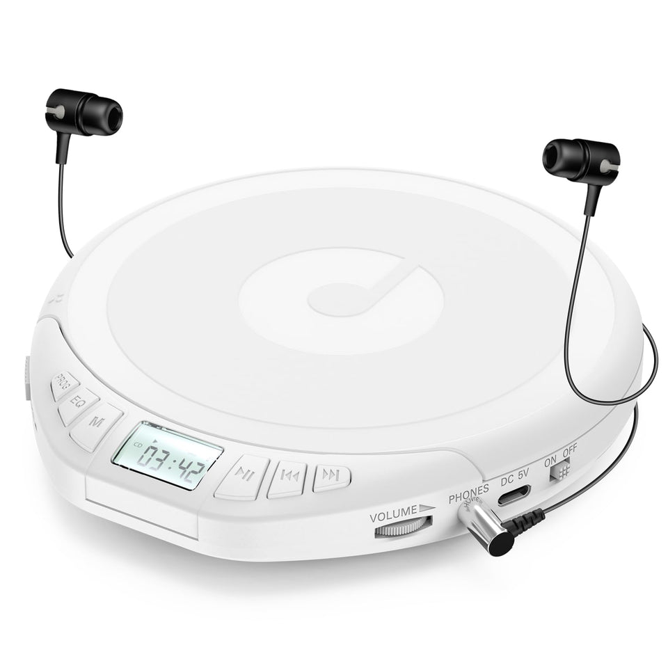 Gueray CD Player front view shows compact design for portable listening anywhere.
