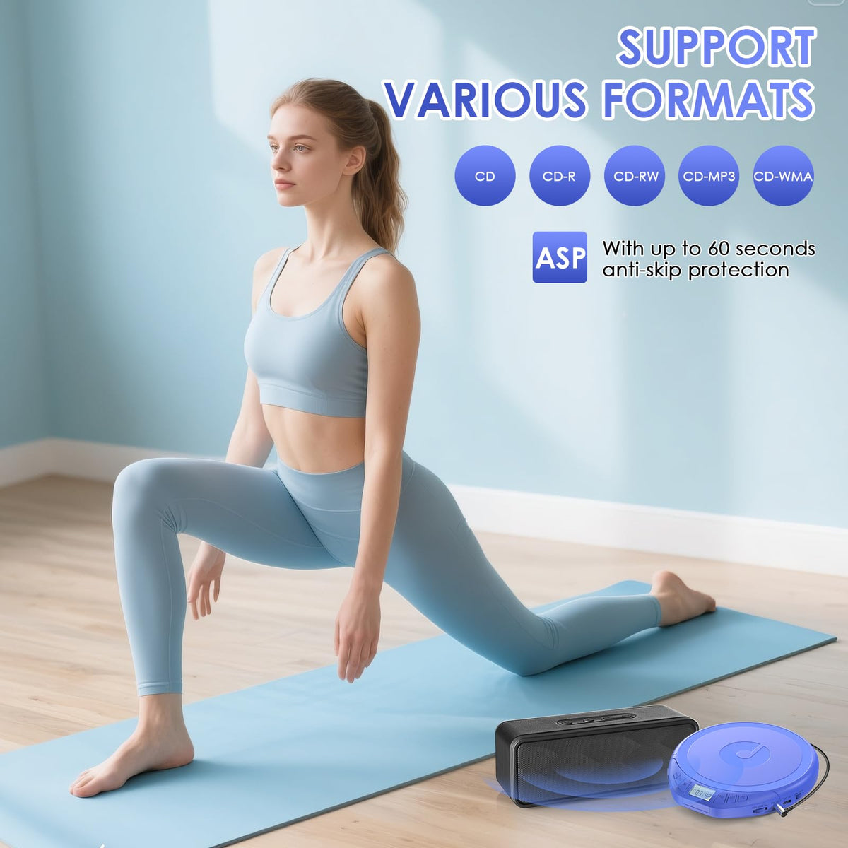 Gueray MP3/WMA support for versatile music options.