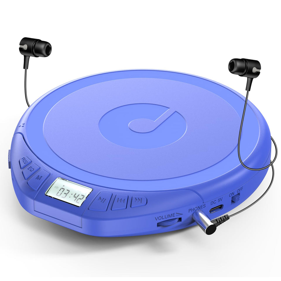 Gueray CD Player portable blue finish for on-the-go listening.