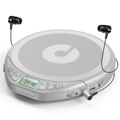 Gueray portable CD player front view with LCD display for crisp sound