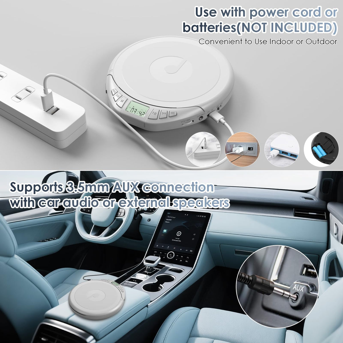 Gueray portable CD player LCD display enhances track navigation at a glance