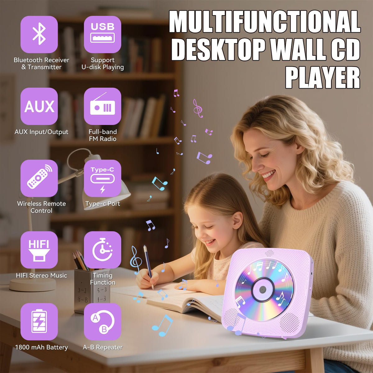Gueray CD Player wall mount setup demonstrates flexible placement.