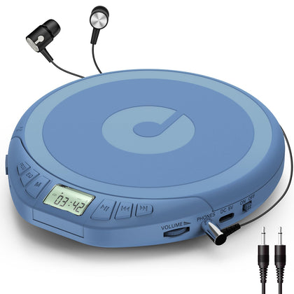 Gueray front view showing compact player and included earphones for portable listening