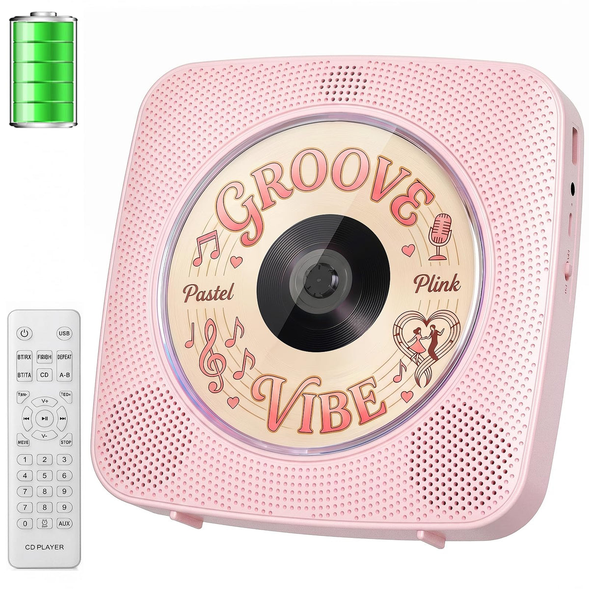 Gueray front view of compact boombox showing dual speakers and display, delivers balanced sound