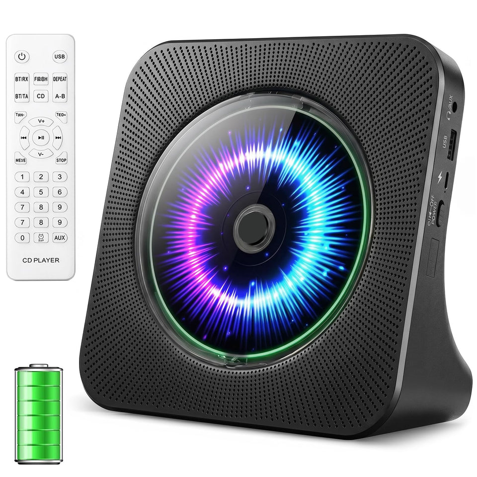 Gueray front view of desktop CD player showing compact design and dust cover benefit