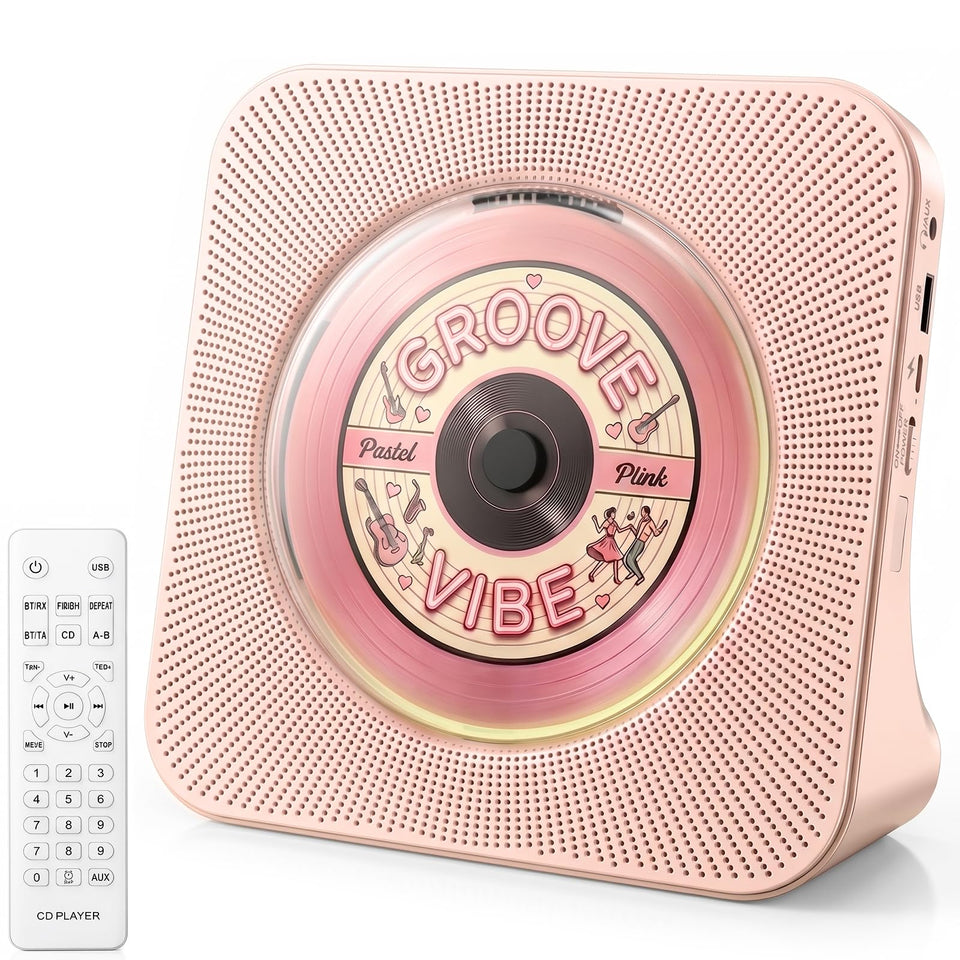 Gueray front view pink boombox showing compact desktop profile and style benefit