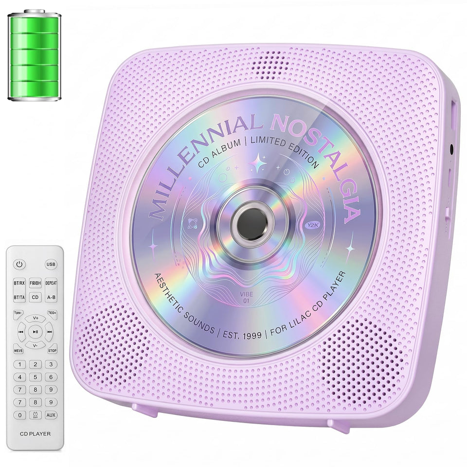 Gueray front view purple showing compact player and speakers for portable convenience