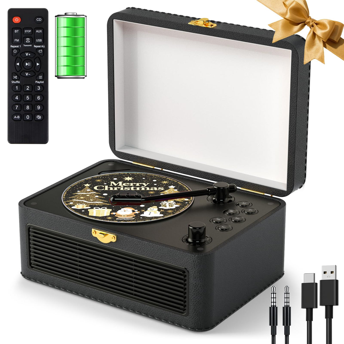 Gueray front view retro CD player showing vintage design and speakers for stylish room sound