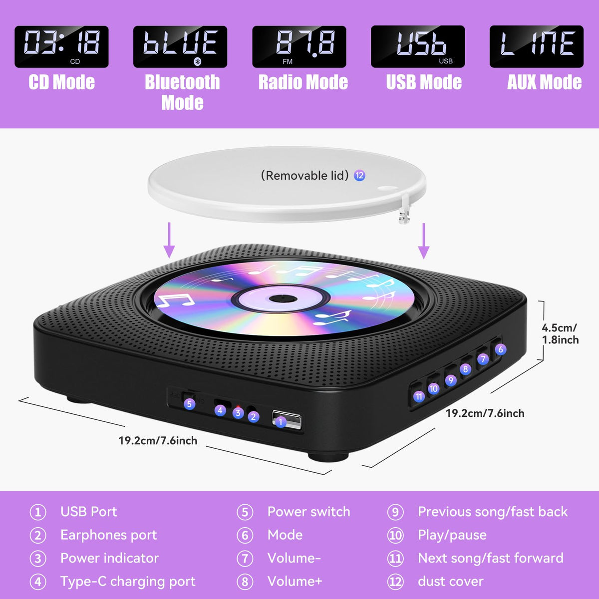 Gueray gift-ready CD player for music lovers