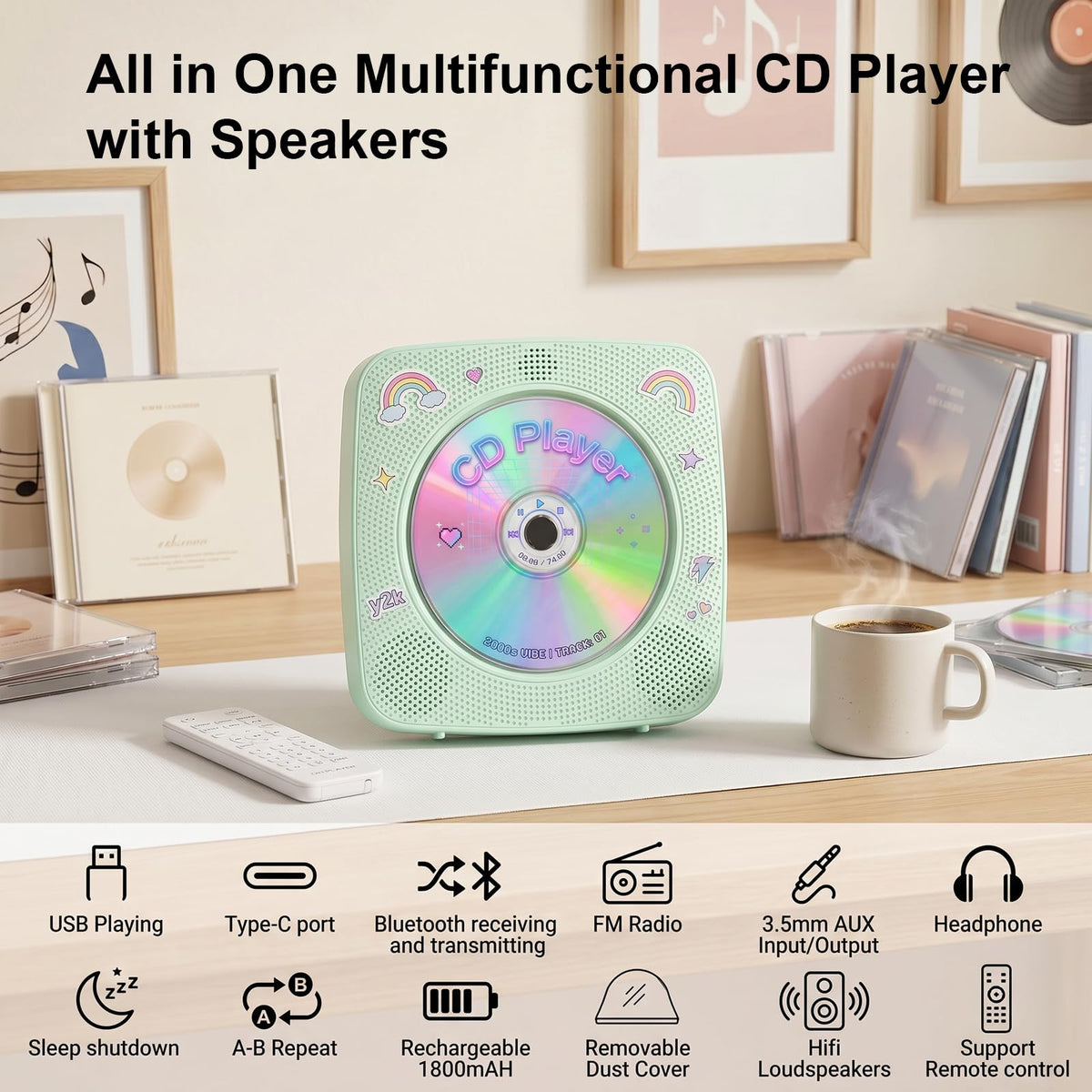 Gueray paired with Bluetooth headphones for private listening benefit