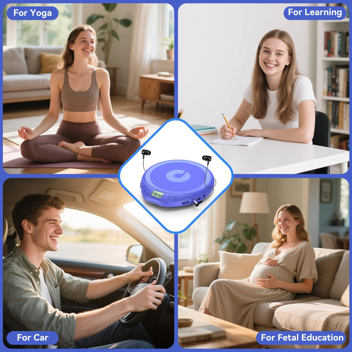 Gueray connected to car aux cable for seamless in-car audio benefit