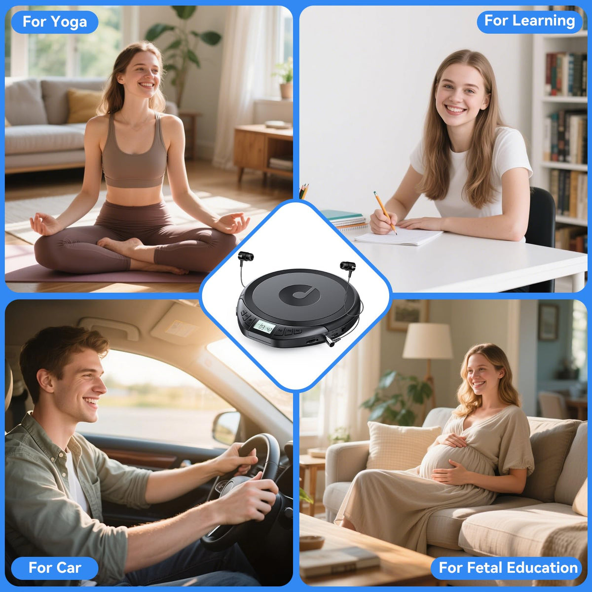 Gueray held in hand to show slim size and travel-friendly convenience