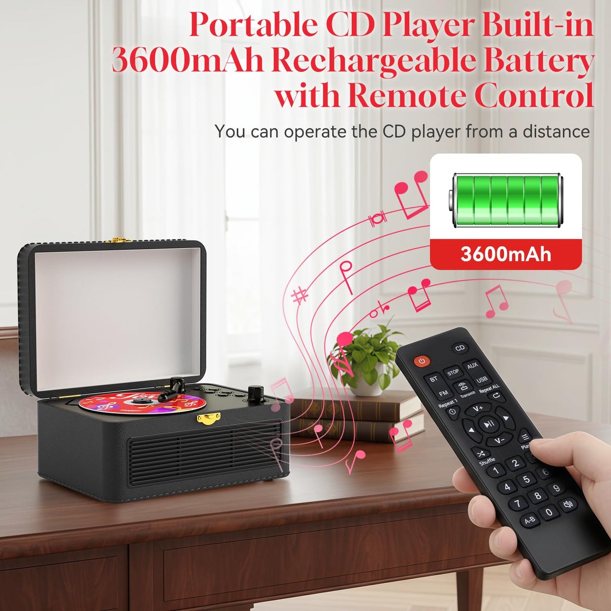 Gueray player in a living room setting illustrating retro decor and everyday listening enjoyment