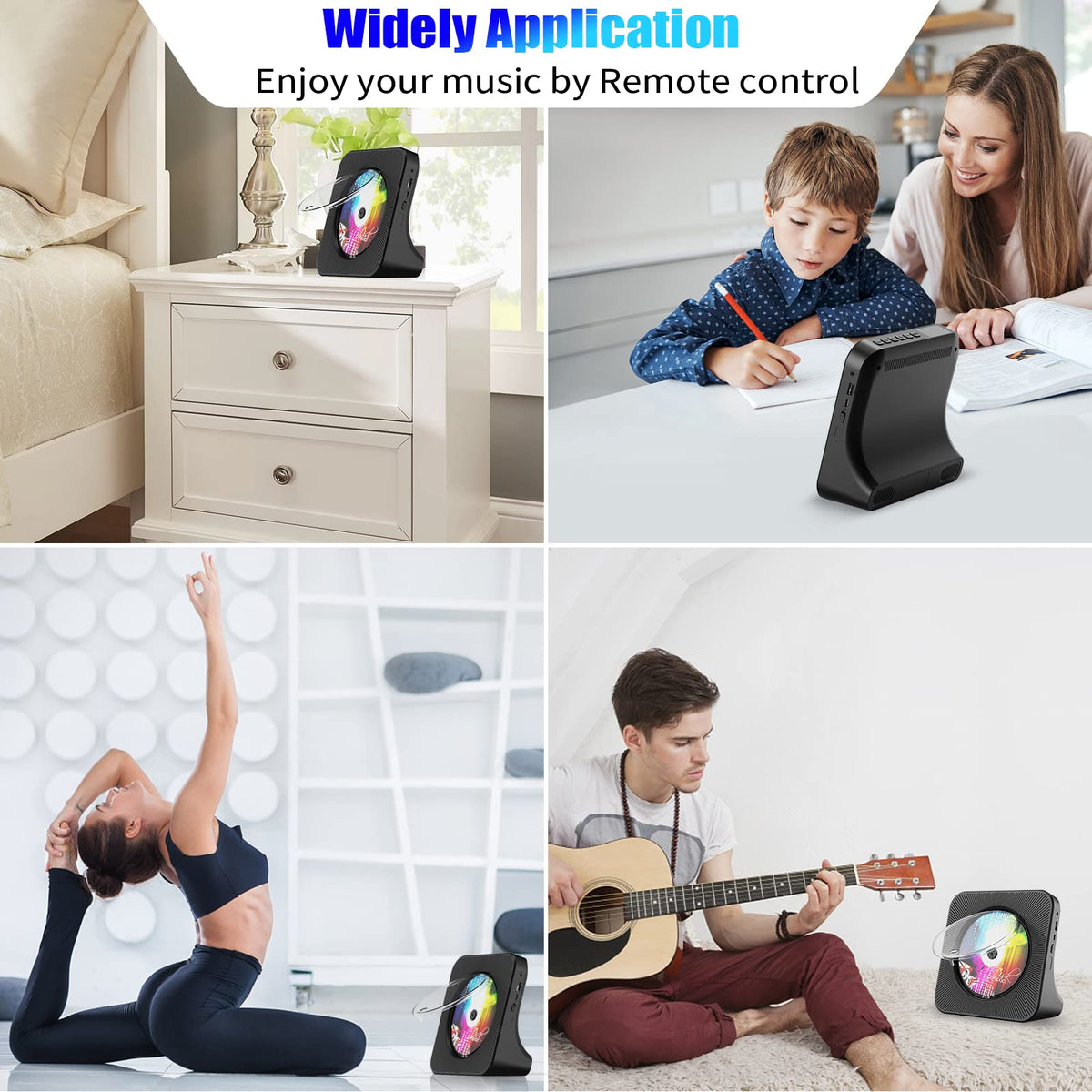 Gueray on a desk playing a CD in a cozy home setup for background music