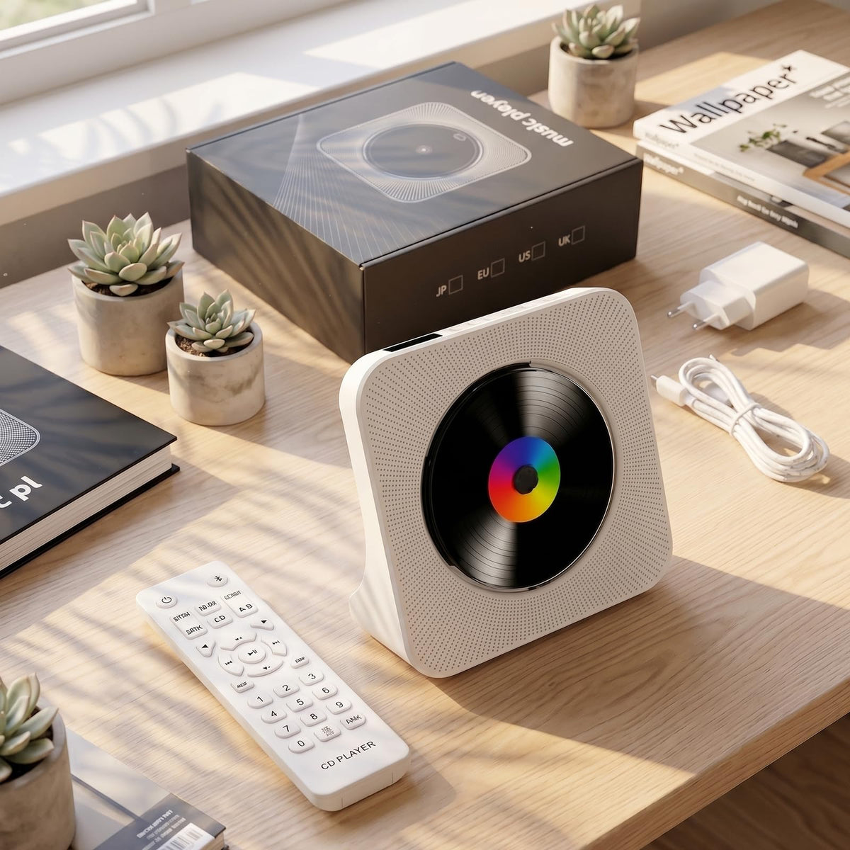 Gueray on kitchen counter playing radio for everyday lifestyle convenience