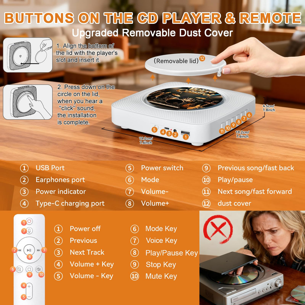 Gueray rechargeable battery indicating up to 6 hours of playback.
