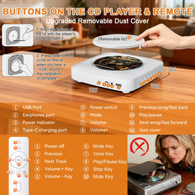 Gueray rechargeable battery indicating up to 6 hours of playback.