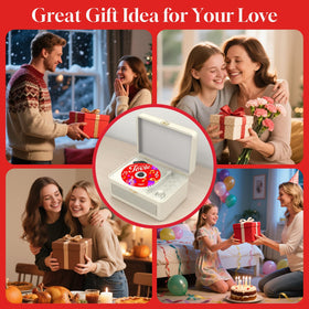 Gueray gift-wrapped retro player suggesting ideal present for music lovers