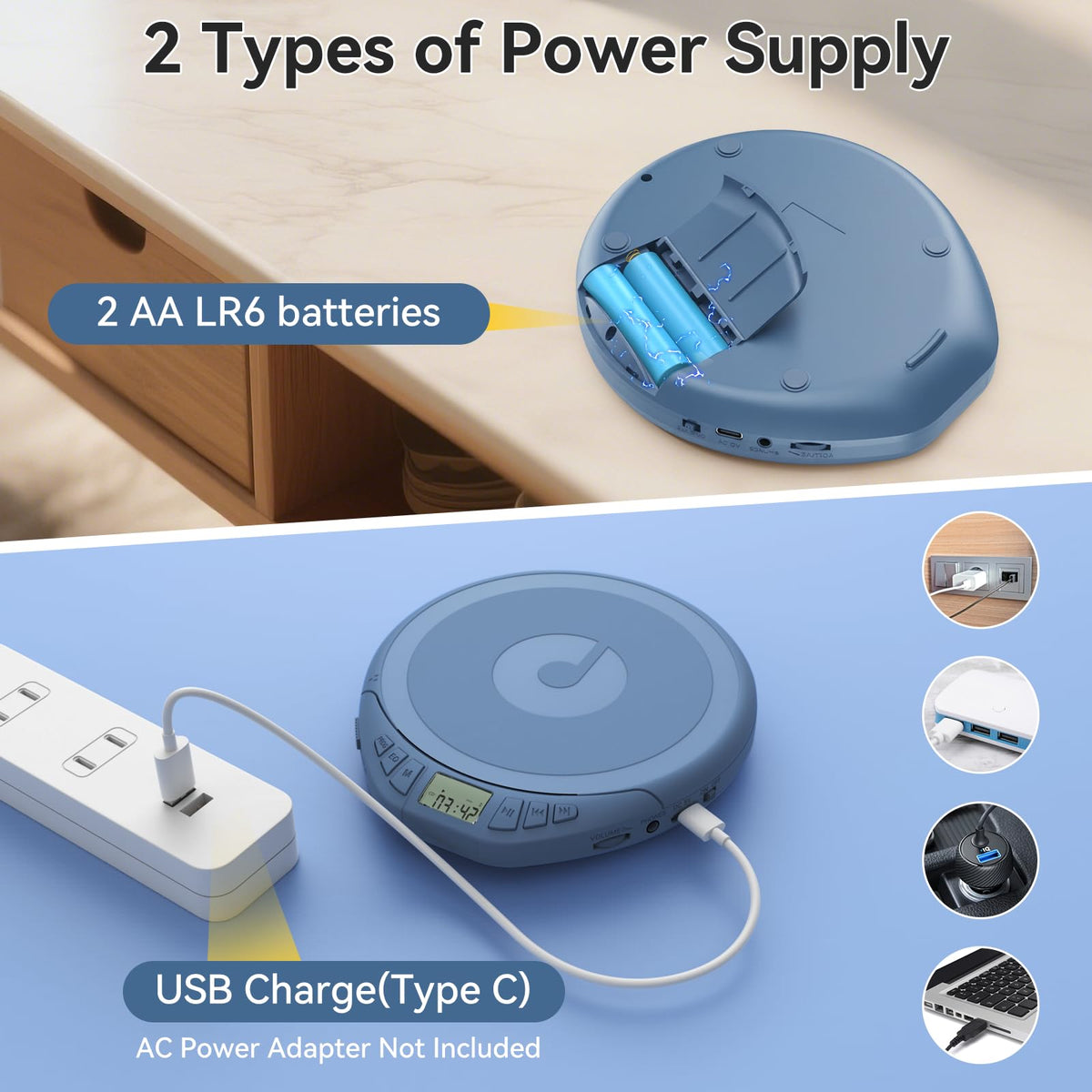 Gueray side ports showing AUX and power jack for versatile connectivity
