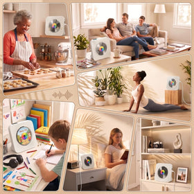 Gueray beside notebook illustrating desktop size and space-saving benefit
