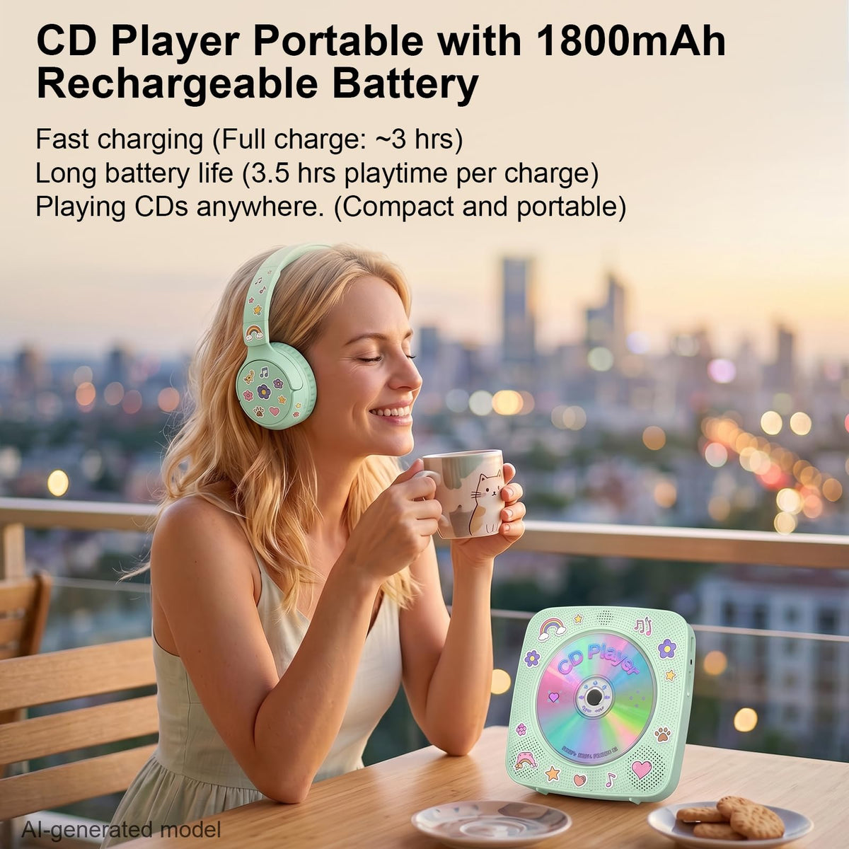Gueray CD tray open demonstrating easy disc loading and portability